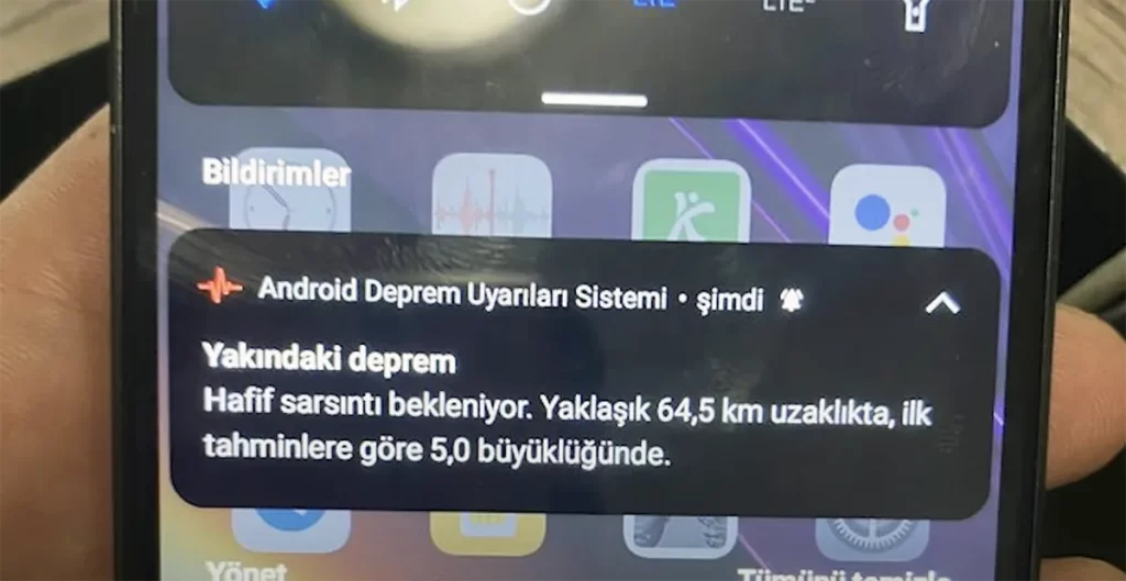 android deprem uyarilari sistemi bildirimi www.1inci.net